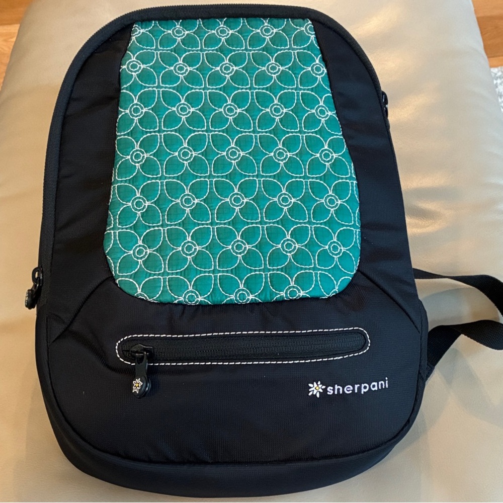 Sherpani Black and Green Patterned Backpack